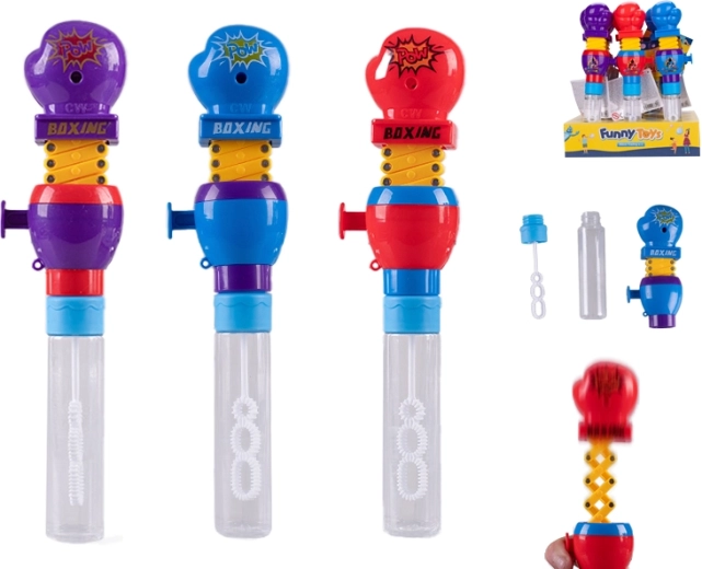 Bubble Maker with Wind-Up Boxing Glove for Kids