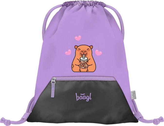 BAAGL Drawstring Bag with Pocket Capybara