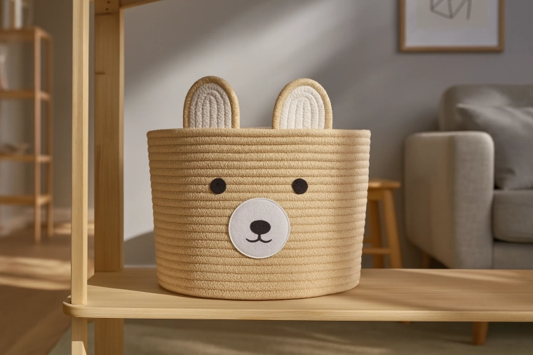 Tekstiilist hoiukorv karuke 28 × 22 cm, beež
