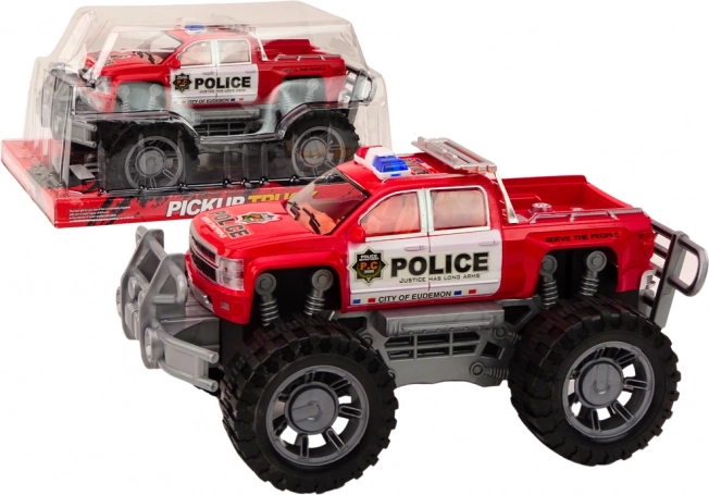 Police off-road pickup – red friction-powered car