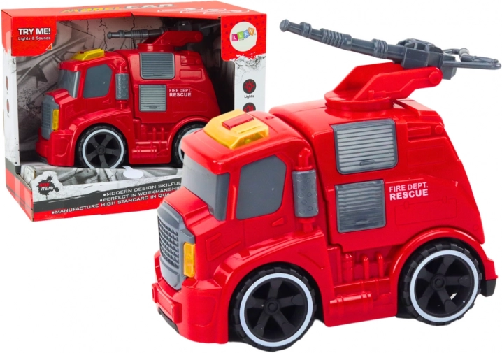 Firefighting Cannon Truck Sounds Lights Drive Red