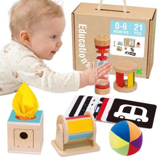 Montessori hariv sensoorne karp XXL 6 ühes TOOKY TOY lastele sünnist kuni 6 kuu vanuseni - 6 tk