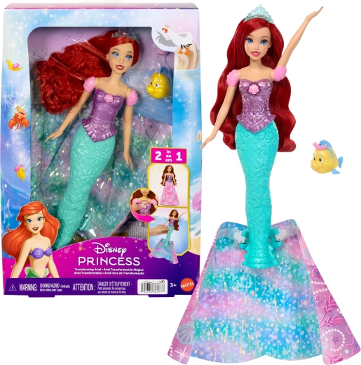 Disney Princess nukk Ariel 2in1 printsess ja merineitsi koos tarvikutega