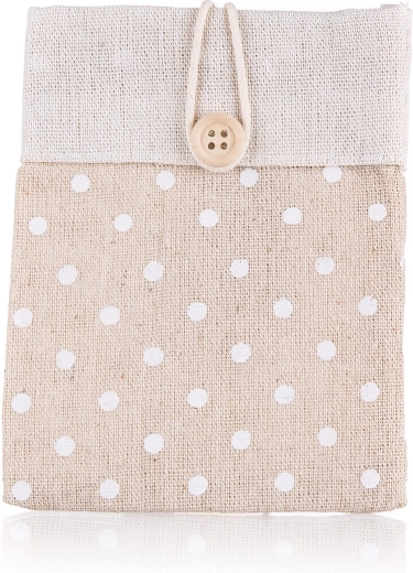 Decorative cotton pouch with polka dots 10.5 × 14 cm, light brown