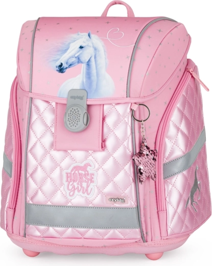 Premium Light Horse Girl School Backpack – ergonomic, lightweight, and reflective