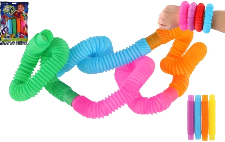 Sensory pop tubes – set of 4, extendable and connectable construction kit