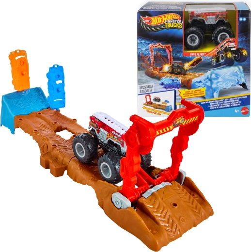 Hot Wheels Monster Trucks mängukomplekt rada autoga HW 5 Alarm ja 2 lisatarvikut