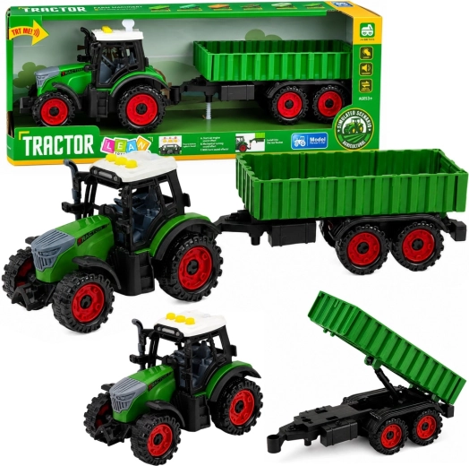 Laste talutraktor haagisega, hõõrdejõuga ajam, tuled ja helid 35 cm