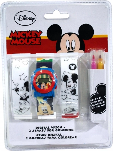 Euroswan digitaalsete kellade ja värvitavate rihmade komplekt Mickey Mouse’iga