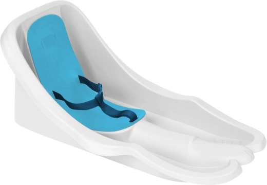 Laste kelk seljatoe ja rihmaga, valge sinise istmega