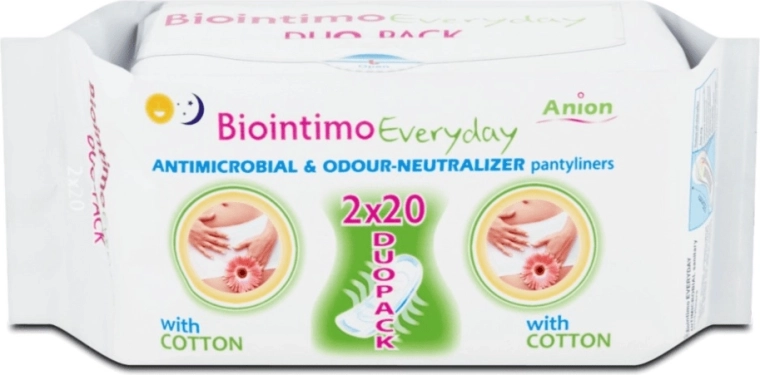 Biointimo Anion DUO Pack õhukesed intiimsidemed igaks päevaks 40 tk