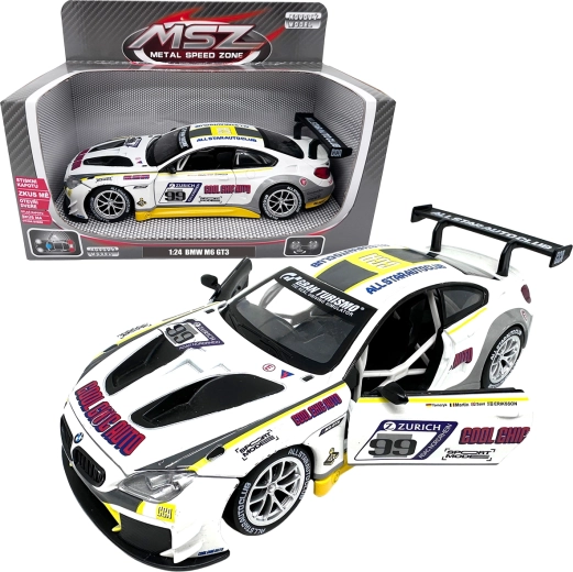 Võidusõiduauto metallmudel 1:24 BMW M6 GT3 valge