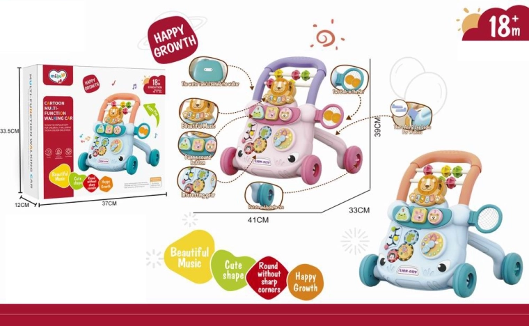 Muusikaga lükkekõndija lõvi, roosa