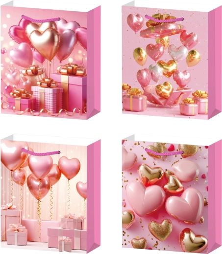 Gift Bag S with Pink Hearts