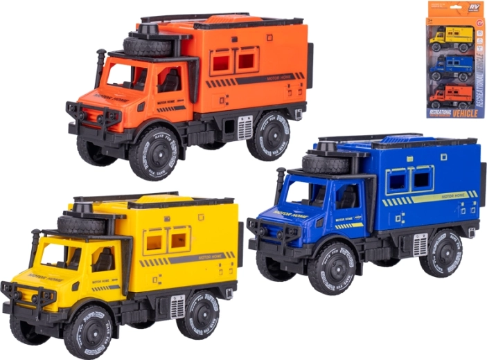 Kolmest maastikuautost koosnev inertsveoga autode komplekt 11,5 cm