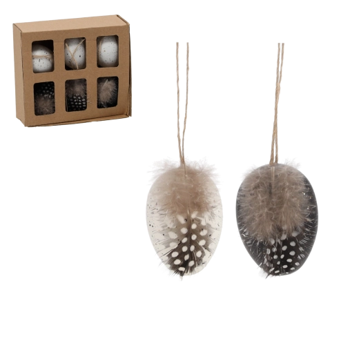 Set of Hanging Easter Eggs – Black-and-White Elegance (6 pcs)