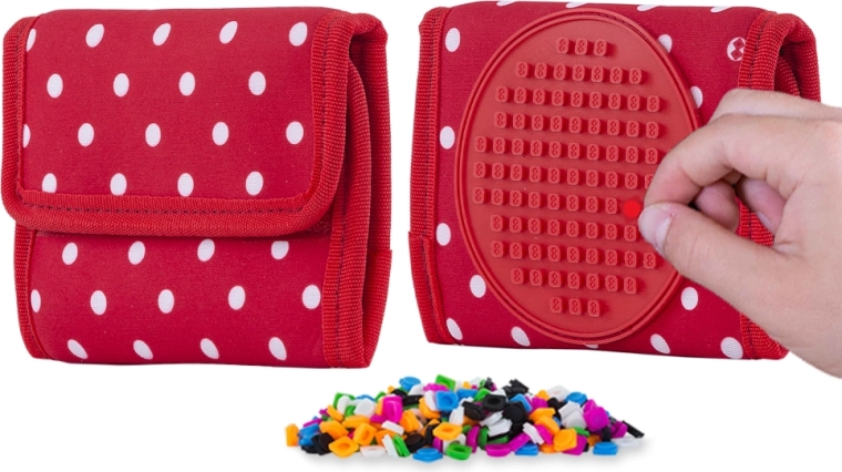 Pixie Crew red wallet with white polka dots