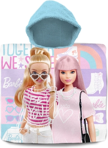 Children's hooded bath poncho BARBIE made of cotton