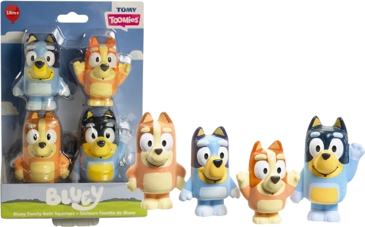 Toomies Bluey piiksuvate vannifiguuride komplekt 4 tk