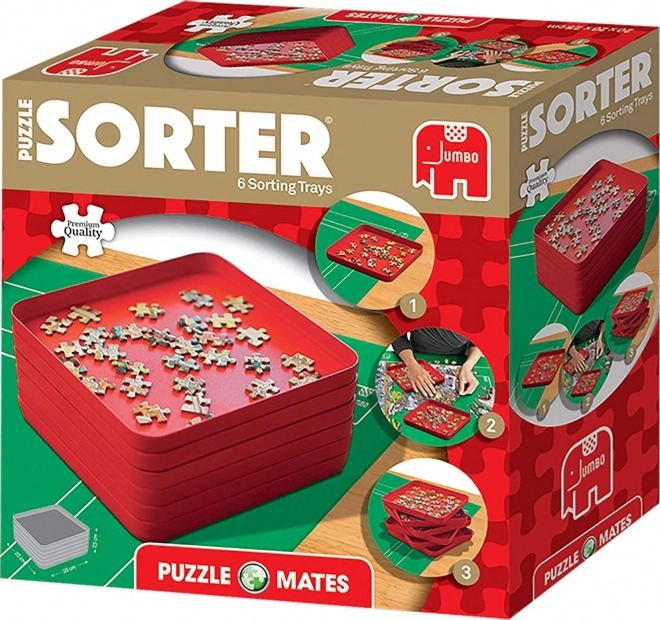 Pusle sorterite komplekt – 6 kaussi, punased, 20 × 20 cm JUMBO PUZZLE MATES