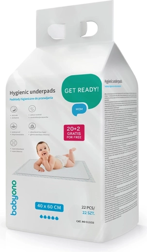 Hügieenilised mähkimisalused BABYONO 40 × 60 cm, 22 tk