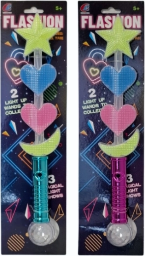 Colorful glowing magic wand with interchangeable toppers - 1 piece