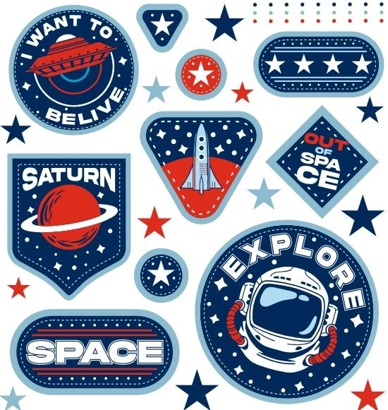 Space iron-on stickers