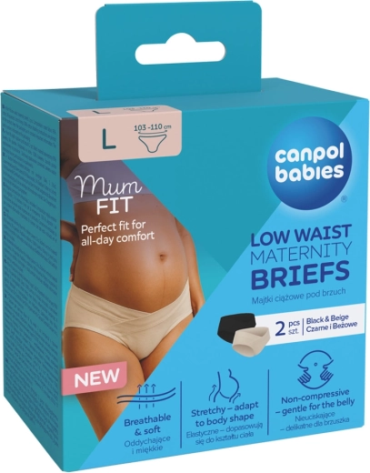 Canpol Babies raseduspüksid MumFIT madala värvliga, suurus L, 2 tk