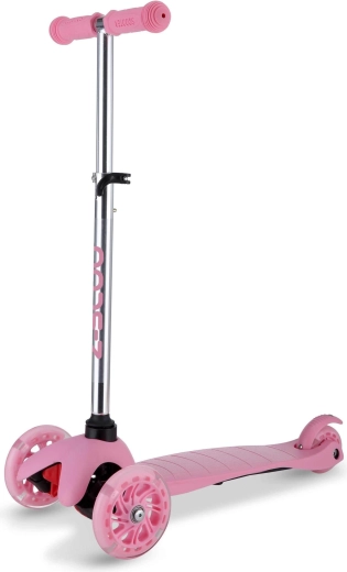 Roosa kolmerattaline tõukeratas LED-ratastega
