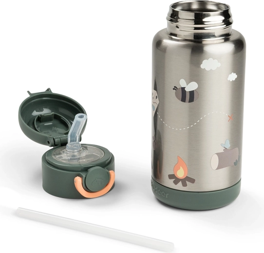 Done by Deer insulated bottle with straw Tiny trails green 340 ml