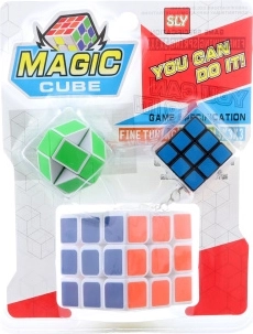 Set of 3 Plastic Puzzles with Keychain