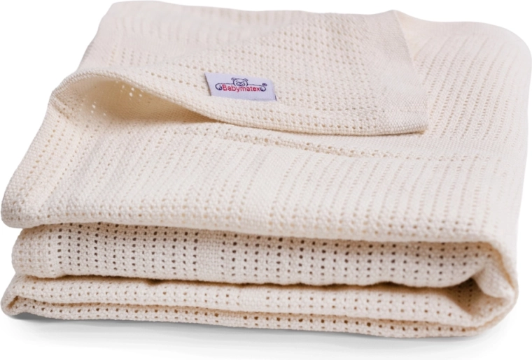 BabyMatex puuvillane kootud tekk Sisi 75 × 100 cm ecru (elevandiluu)