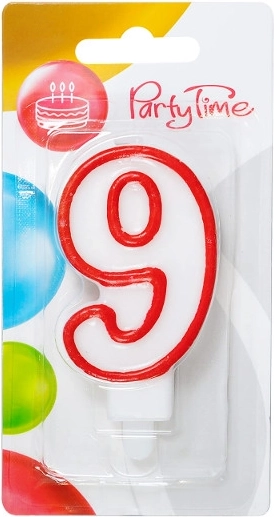Sünnipäevaküünal number 9 punane