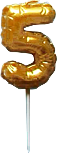 Cake candle number 5 gold pick 6 cm