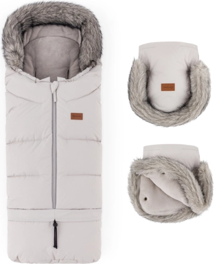 Petite&Mars talvekomplekt: soojakott Arctic 4v1 + vankrikindad Furry, värv champagne shower
