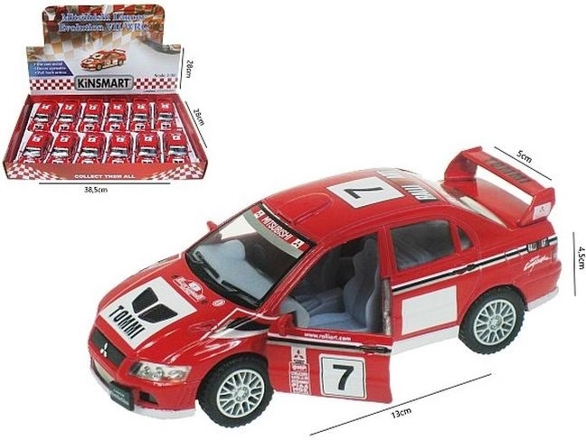 Mitsubishi Lancer Evolution VII WRC metallist automudeli miniatuurne 1:36 pull-back vedruga
