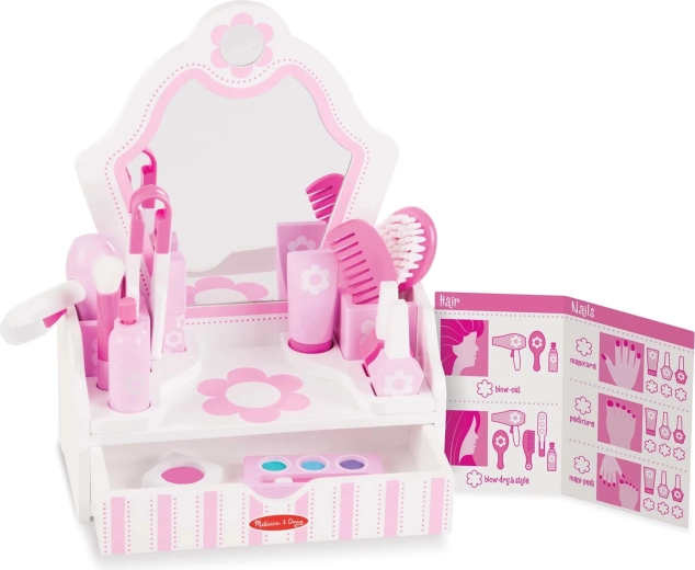 Melissa & Doug laste tualettlaud Beauty Salon tarvikutega (18 osa)