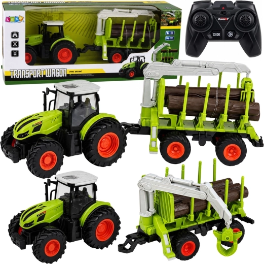RC traktor metsaveohaagise ja puidukraabitsaga 1:24