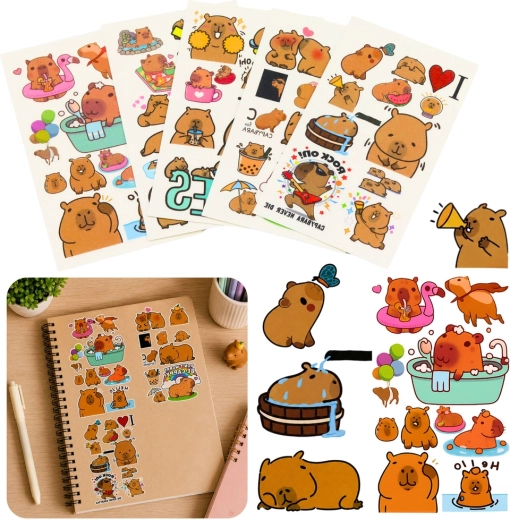 Set of temporary washable tattoos for kids – capybara (10 sheets)