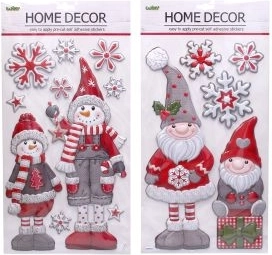 Jõulukaunistus seinale ja aknale lumememme või päkapikuga 47,5 × 24,5 cm