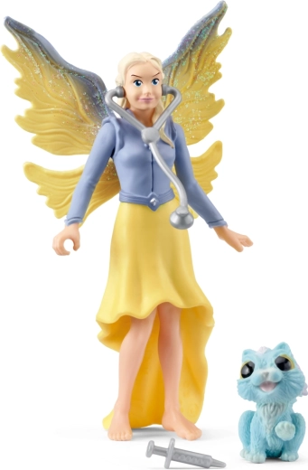 Schleich Bayala Magical Animal Care – Elf Sera and Winged Kitten, POCKET SET