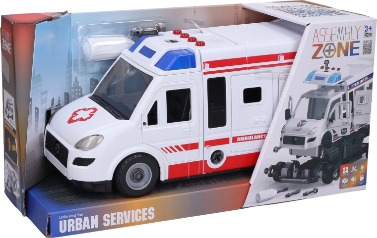 Kruvitav kiirabiauto valgus- ja heliefektidega, 31 cm
