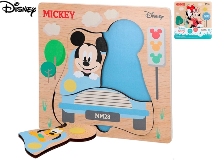 Wooden Puzzle DISNEY Mickey and Minnie for Toddlers (4 pieces)