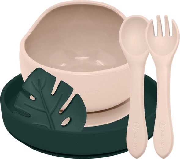 Petite&Mars silikoonist söögikomplekt Take&Match 4 tk desert sand / misty green (6m+)