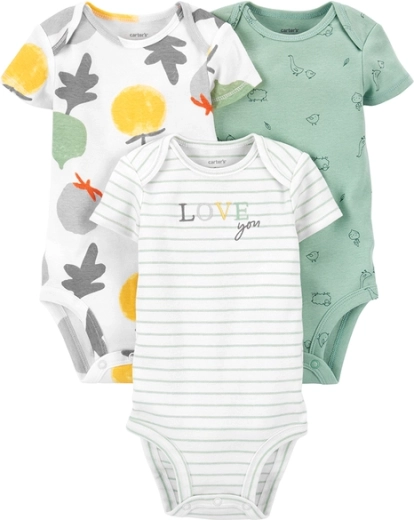 Carter's baby short-sleeve bodysuits Veggies neutral, 3 pcs, size 56 (NB)