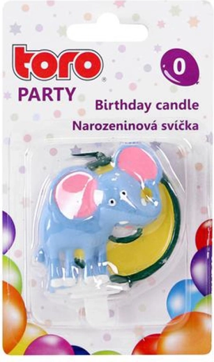 Cake candle number 0 with elephant TORO 5 cm