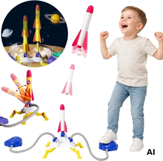 Woopie Dual Foam Rocket Launcher, 6 pcs