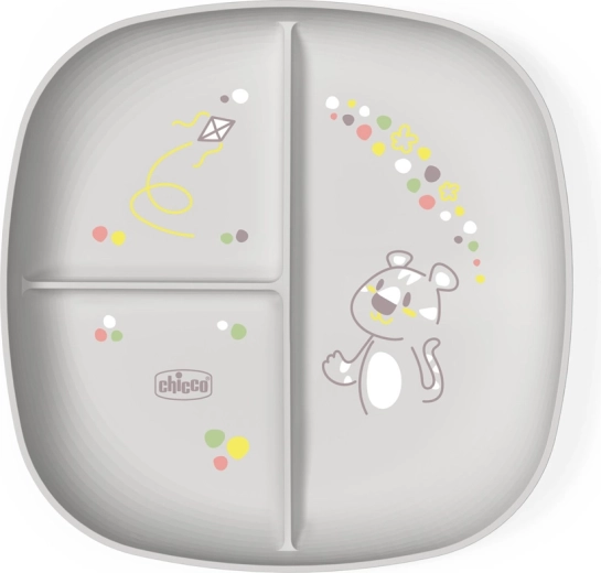Chicco jaotatud taldrik hall 12m+