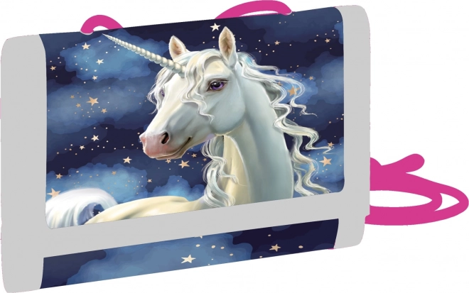 Kids' textile wallet with a unicorn motif