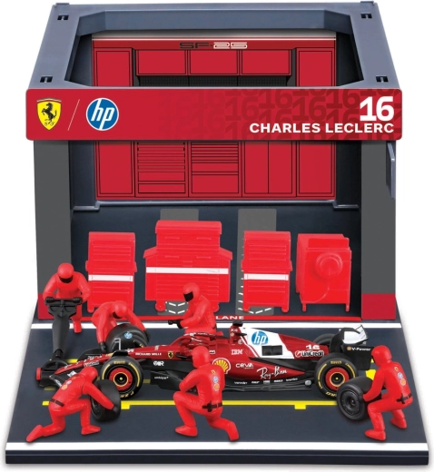 Bburago Formula Racing F1 Pit Pass komplekt Ferrari SF-25 (2025) Charles Leclerc 1:43